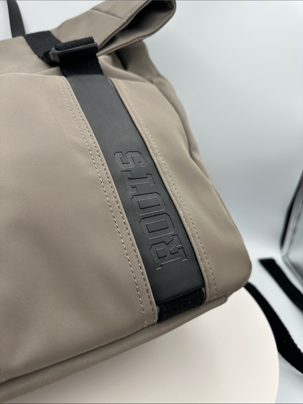 Roots Roll-Top Backpack in Taupe with Buckles - Picture 2 of 8